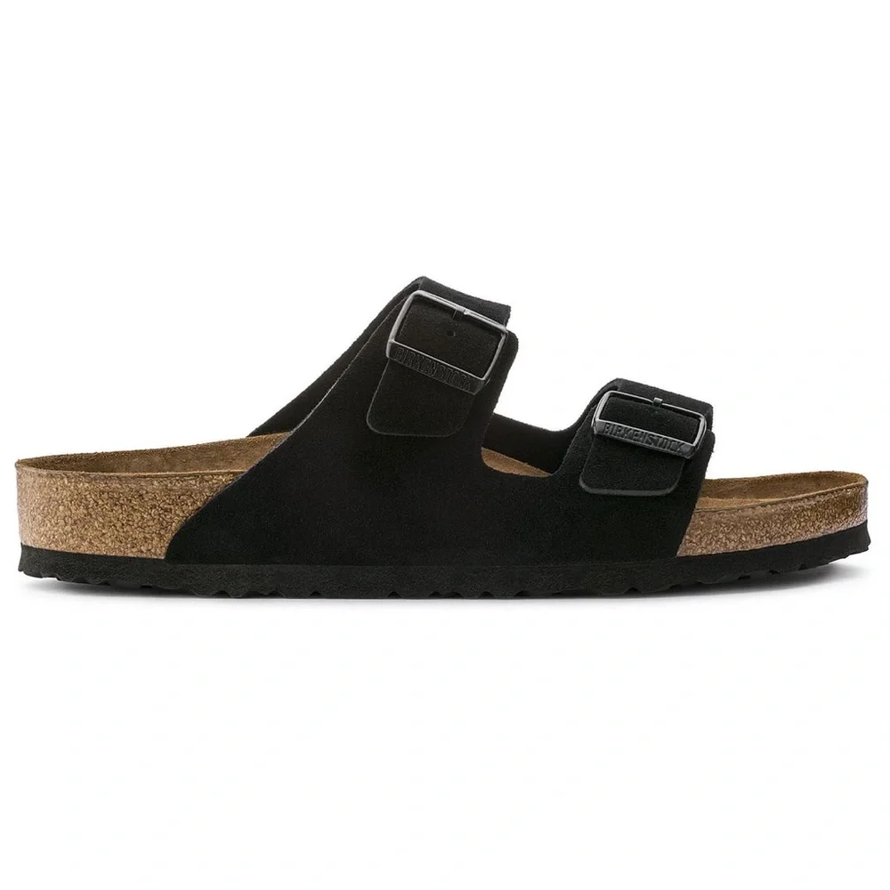 BIRKENSTOCK ARIZONA SUEDE SOFT FOOTBED SANDALS IN BLACK 44 11